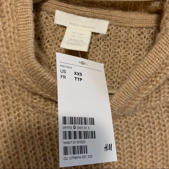 NWT H&M Beige Knit Pullover Hoodie - Picture 7 of 11